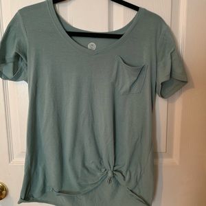 Teal oversized t-shirt with V-neck